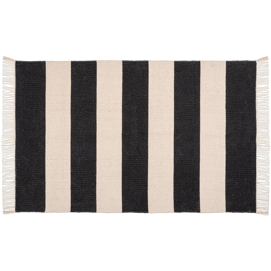 Wenko Badematte Kasi aus recycelter Baumwolle, gestreift, Schwarz-Weiß, B: 80,0 cm, T: 50,0 cm - Bild 2