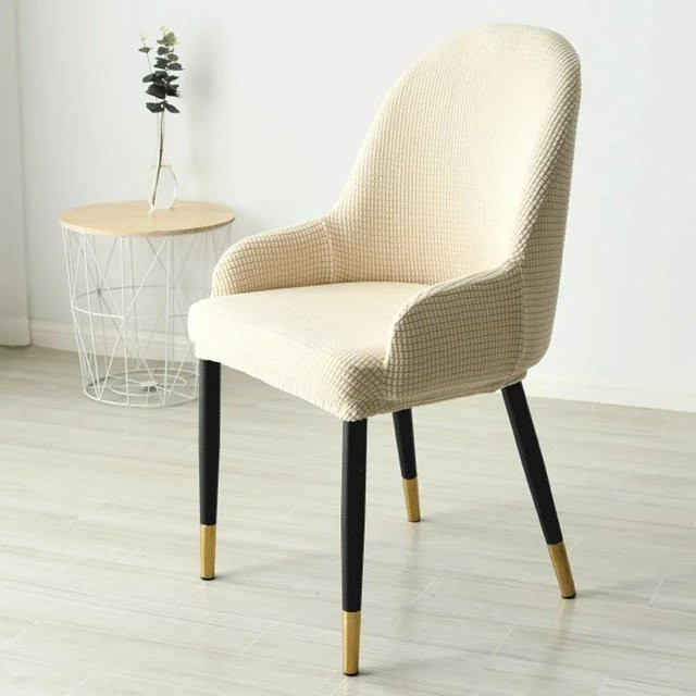 Bestbags Esszimmerstuhlbezug für gebogene Stühle und Ohrensessel, Beige, Polyester-Elastan-Stretch - Bild 1