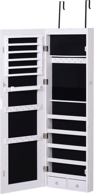 HOMCOM Schmuckschrank mit LED-Beleuchtung und Spiegelschrank in Weiß, B/H/T: 120 x 37 x 10 cm - Bild 1