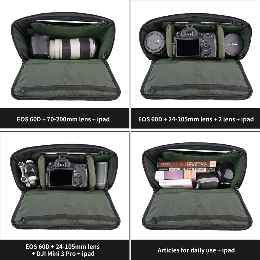 BESNFOTO Einzelschulter-Crossbody-Kameratasche für DSLR und spiegellose Kameras für Männer und Frauen zum Wandern - Bild 2