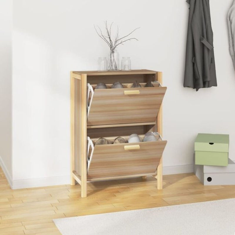 Schuhschrank Vidaxl aus Holzwerkstoff Kiefer in Braun Natur im skandinavischen Design, B/T/H: 57,5 x 33 x 80 cm - Bild 1