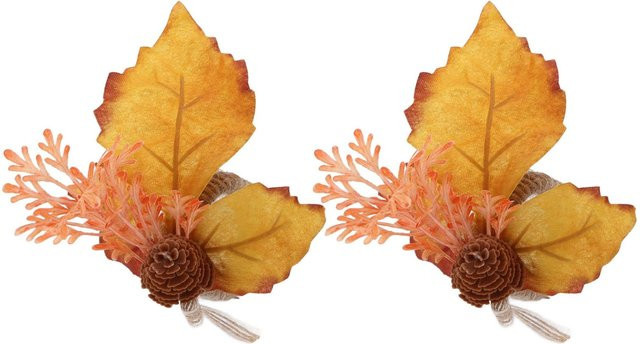 2 Stück OutsideWorld Serviettenringe mit dekorativen Simulationsblumen in Orange für Hochzeit und Geburtstag - Bild 1