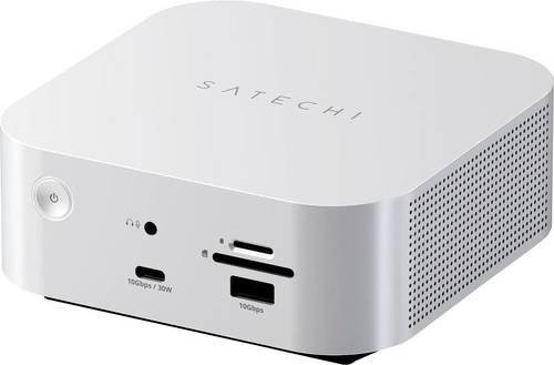 Satechi Thunderbolt 5 CubeDock Dockingstation in Silber mit M.2 SSD, integriertem Kartenleser und Ladefunktion inklusive Ethernet/LAN und USB-C Anschlüssen - Bild 1