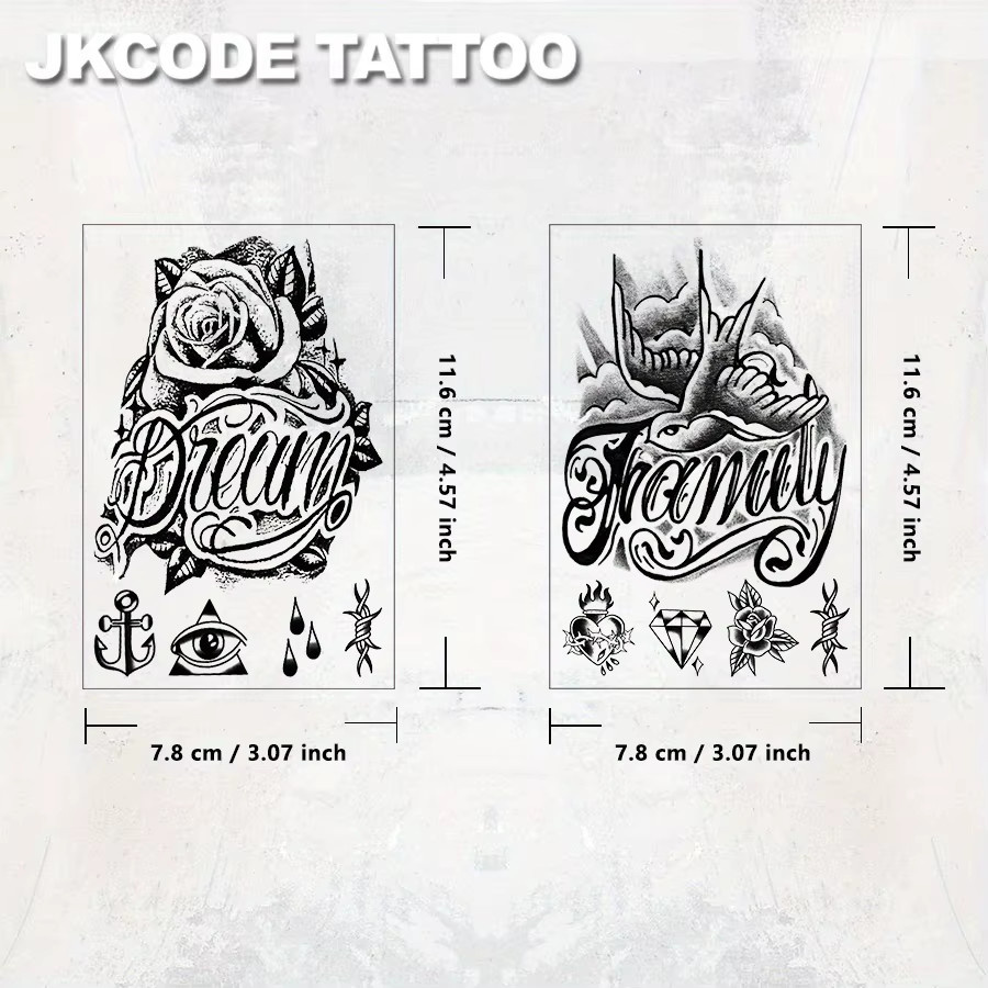 JKCODE TATTOO Temporäre Tattoos, Retro-Graffiti-Stil, Herren - Bild 2