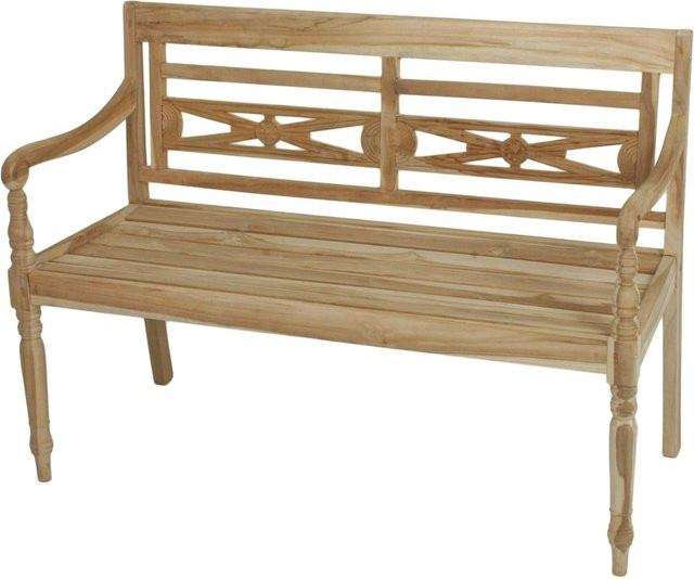 DELUKE Gartenbank MARLEN 2-Sitzer aus Teakholz in Braun, Breite: 120 cm - Bild 1