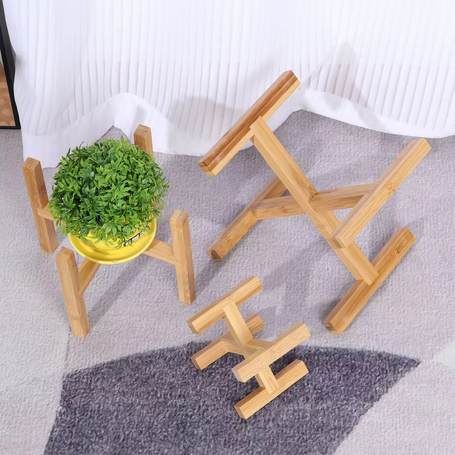 Bonsai Display Stand aus Holz in Braun als rustikaler Blumentopf Halter für Indoor und Outdoor - Bild 1