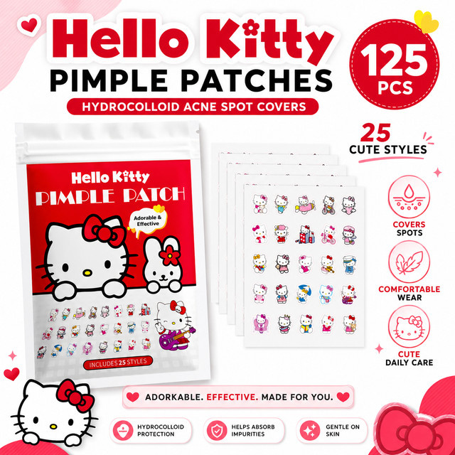 Sanrio Hello Kitty Akne-Pflaster, Hydrokolloid, 125 Stück, Unisex - Bild 1