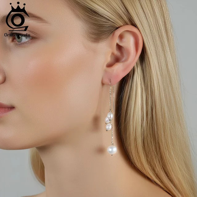 ORSA JEWELS Ohrringe, 925 Silber, 14k Gold überzogen, Natürliche Perle, Damen - Bild 1