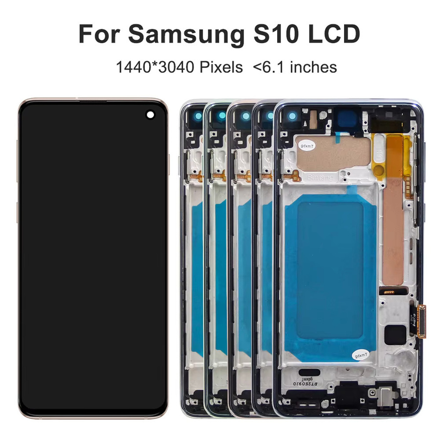 Samsung S10 G973 G973F SM-G973F LCD-Bildschirm mit Rahmen und digitaler Touchscreen-Display-Baugruppe in Schwarz oder Silber - Bild 3