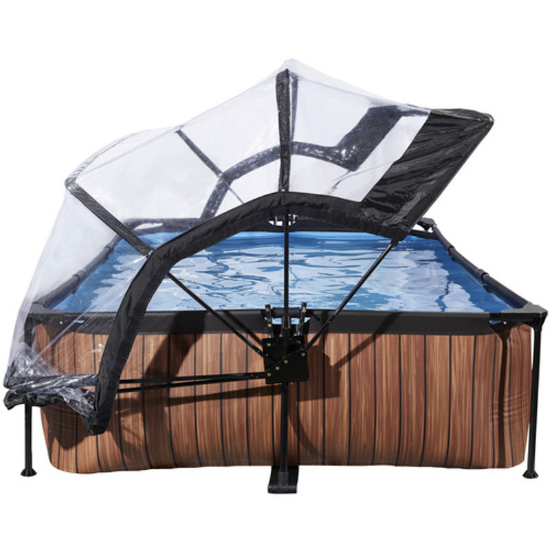 EXIT Wood Pool Braun mit Abdeckung und Filterpumpe B/T/H: 300 x 200 x 65 cm - Bild 4