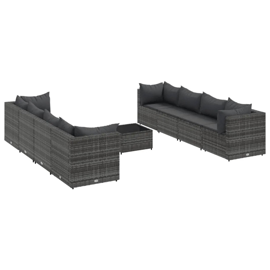 vidaXL 9-tlg Garten-Lounge-Set in Grau und Anthrazit mit Kissen aus PE-Rattan und pulverbeschichtetem Stahl - Bild 2