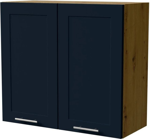 Feldmann-Wohnen Hängeschrank Oslo Küchenschrank Eiche Artisan und Indigo Matt mit Soft-Close-Türen und Regalböden, B/T/H: 80 x 32,5 x 72 cm - Bild 1