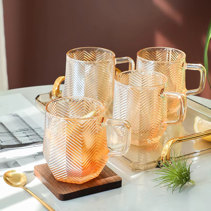 HeY LiLac Glasbecher mit sechseckigem Griff und Textur, 280 ml, Transparent/Lila/Amber - Bild 4