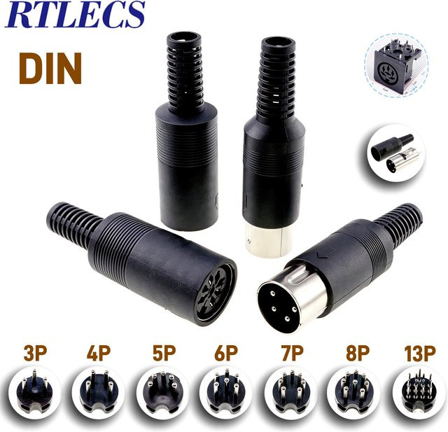 RTLECS DIN Stecker und Buchsen Set mit Kunststoffgriff in Schwarz für Tastaturkabel und PS2 DIY Projekte - Bild 1