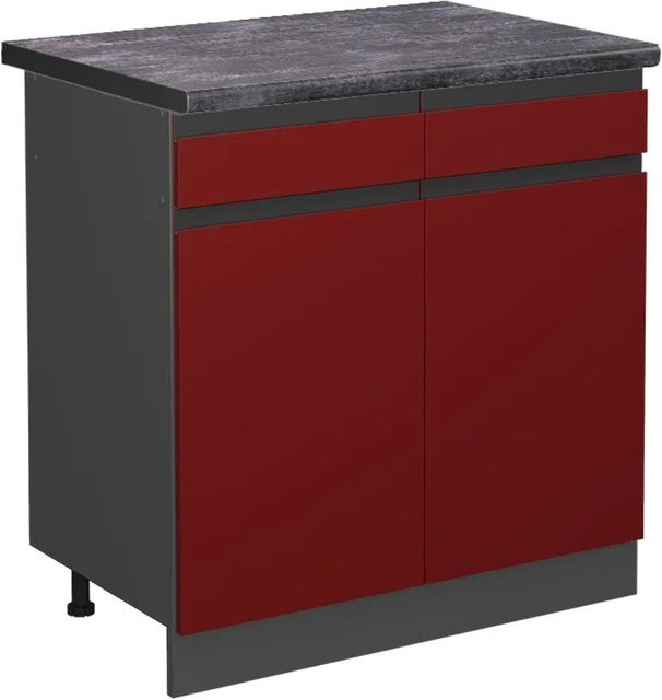 Vicco R-Line Küchenunterschrank mit Schubladen in Rot und Anthrazit, B/T/H: 80 x 60 x 81,6 cm - Bild 1