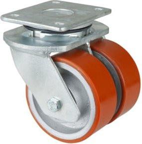 BS Schwerlastdoppelrolle S100.C10.125 Lenkrolle mit Raddurchmesser 125 mm in Orange - Bild 1