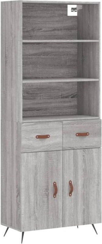 Vidaxl Highboard in Grau Sonoma aus Holzwerkstoff und Metall im skandinavischen Design, B/T/H: 69,5 x 34 x 180 cm - Bild 1