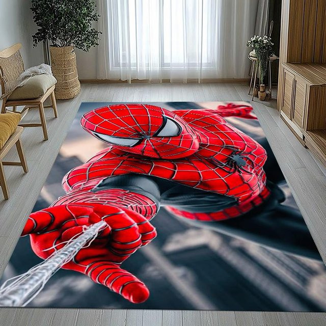 Marvel Avengers Spider-Man Cartoon Teppichmatte rutschfest und weich für Kinderzimmer und Wohnzimmer, Farbe: Rot, B/T: 60 x 40 cm - Bild 1