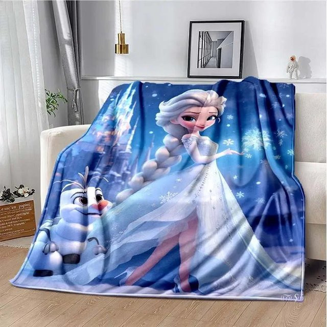 Weiche Kuscheldecke mit Elsa Prinzessin Motiv in Grau und Blau, B/B/H: 150 x 200 cm - Bild 1