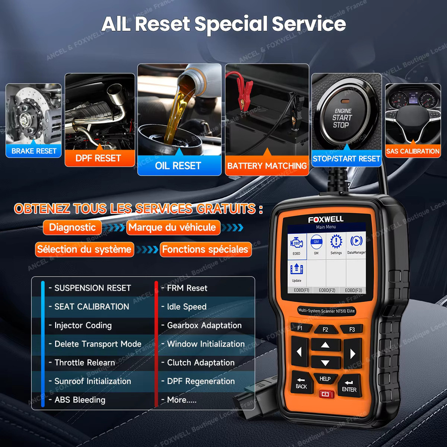FOXWELL NT510 Elite OBD2-Scanner Alle Systeme Autodiagnosetool mit bidirektionaler Steuerung und Reset-Services - Bild 3