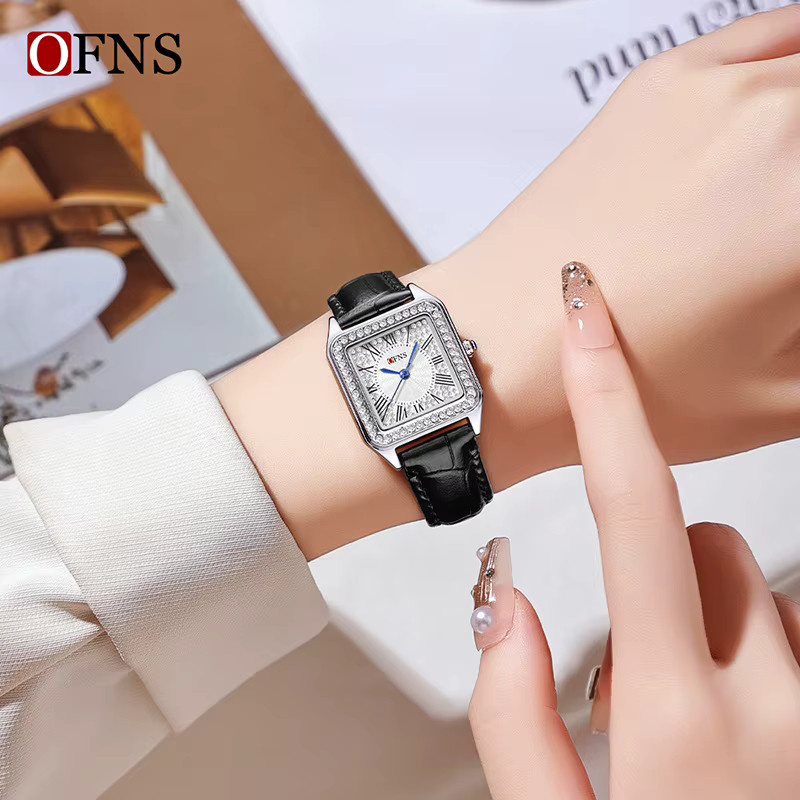 OFNS Armbanduhr, Quarz, eckig, Silber, Diamant, Damen - Bild 2