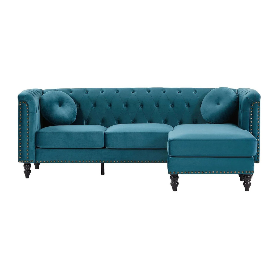 Vente-unique Sofa Turner in Blaugrün, L-Form aus Samt, Breite: 222 cm - Bild 2
