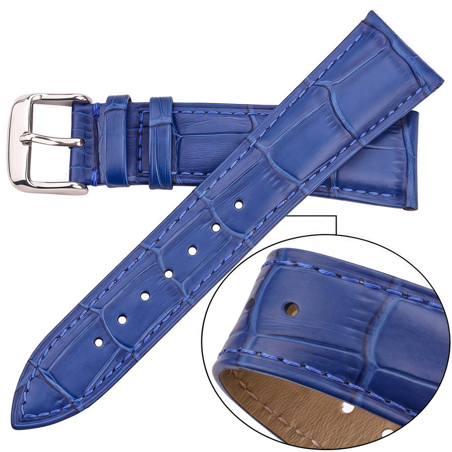 DUTRIEUX Uhrenarmband Leder, Krokodilmuster, Unisex, Schwarz - Bild 5