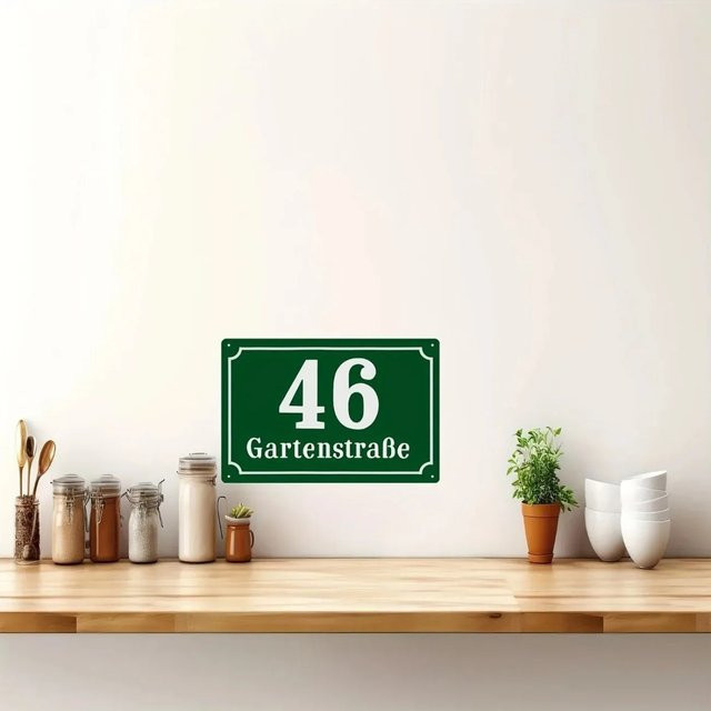Personalisierte Retro-Hausnummer von CIFBUY als wasserdichte Metall-Plakette in Rot oder Grün für die Wanddekoration im Innen- und Außenbereich - Bild 1