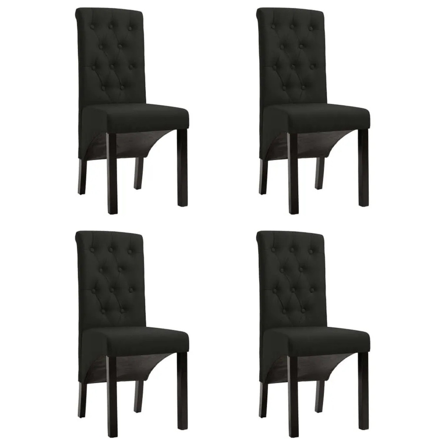 DELUKE Esszimmerstühle VEDA 4er Set in Schwarz mit Stoffpolsterung und Gummiholz-Rahmen - Bild 2