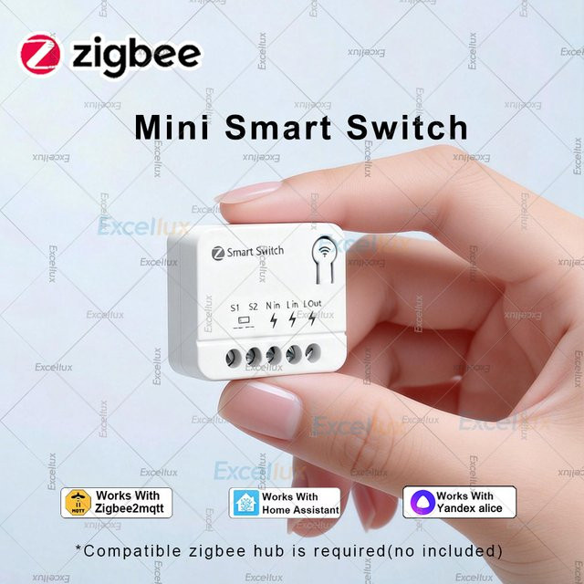 Excellux Mini Zigbee Smart Switch Modul 10A in Weiß für DIY Beleuchtungssteuerung, kompatibel mit Home Assistant und Zigbee2MQTT - Bild 1