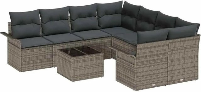 vidaXL Gartensofa-Set aus Poly-Rattan und Stahl in Grau mit Kissen und integriertem Stauraum - Bild 1