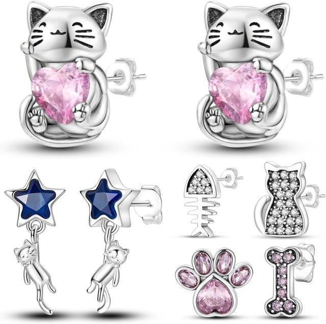 MISEFF Ohrstecker 925 Silber, Katzen, Hunde, Damen - Bild 1