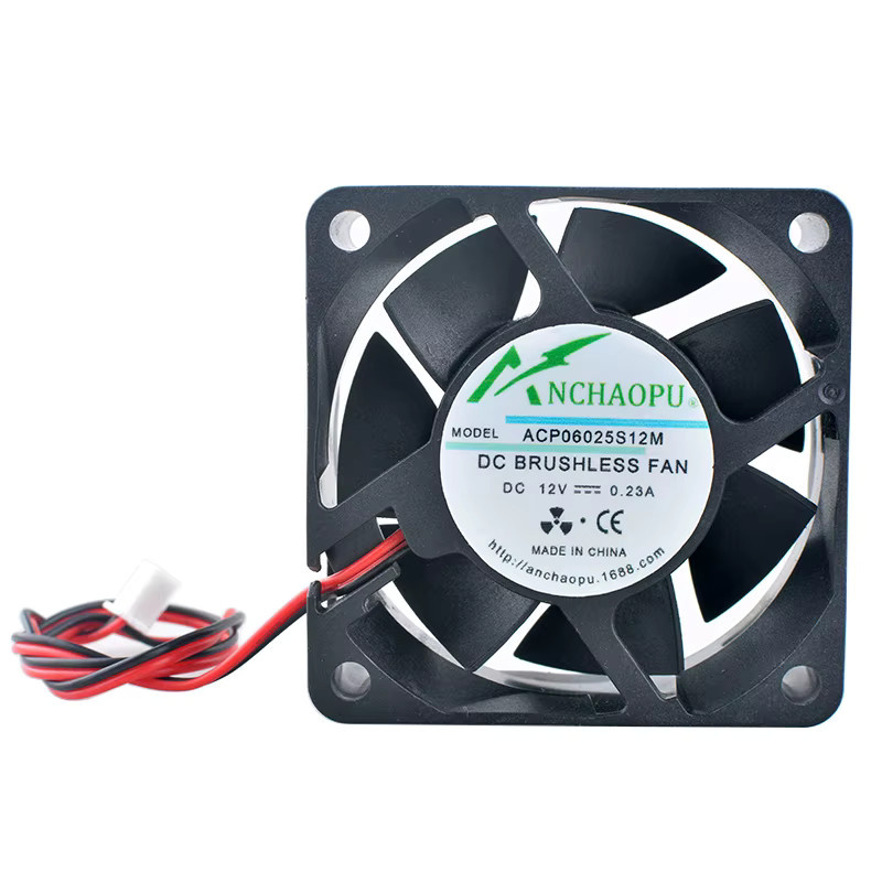 ANCHAOPU Kühlventilator DC12V 0,23A 3000U/min Mini-Gehäuse CPU-Lüfter zur Wärmeableitung, Schwarz, B/T/H: 6,0 x 6,0 x 2,5 cm - Bild 3