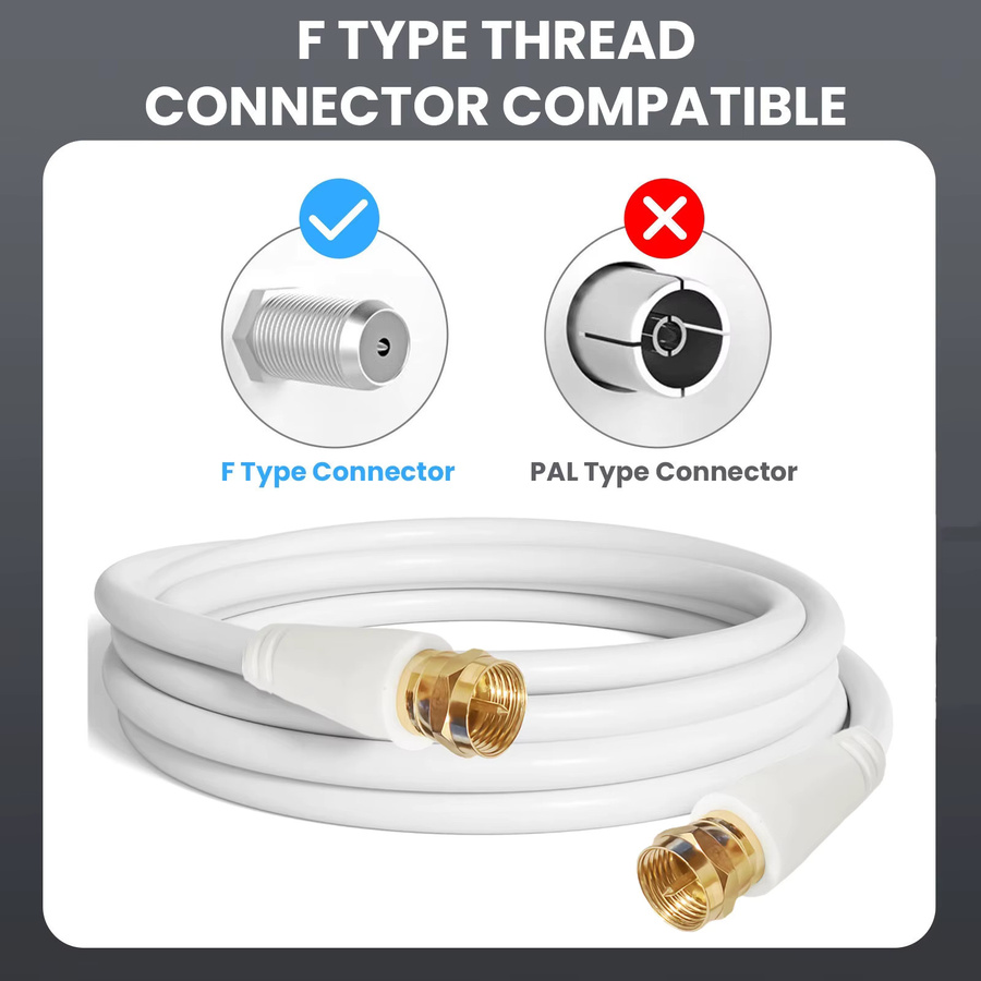 BSN TV-Koaxial-Patchkabel mit F-Stecker für Satelliten-TV und Modem, vergoldet, Farbe: Weiß - Bild 2