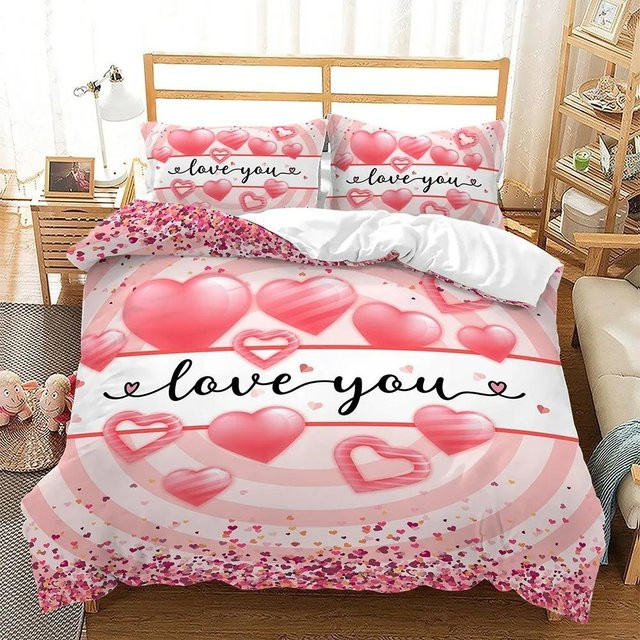 Personalisiertes Bettwäsche-Set Lodestar mit Namen für Paare, Pink, B/H: 140 x 210 cm - Bild 1