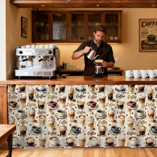VIKAMA Retro Kaffee Abdeckvorhang in Multicolour als winddichter Staubschutz und dekorative Schrankabdeckung - Bild 1