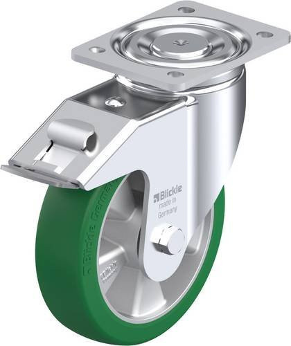 Blickle Lenkrolle LH-ALST 180K-FI mit Feststeller in Silber und Grün, Rad-Durchmesser: 180 mm, Tragfähigkeit: 670 kg - Bild 1