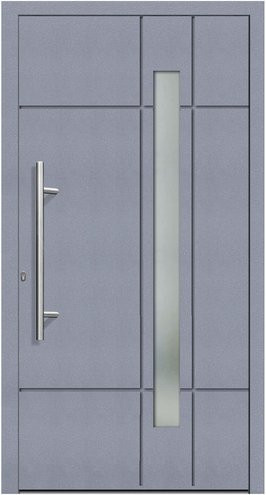 KNOCK Flügelüberdeckende Kunststoff-Haustür Terra mit Glaseinsatz, grau, B: 110 cm, H: 210 cm, T: 6 cm - Bild 1