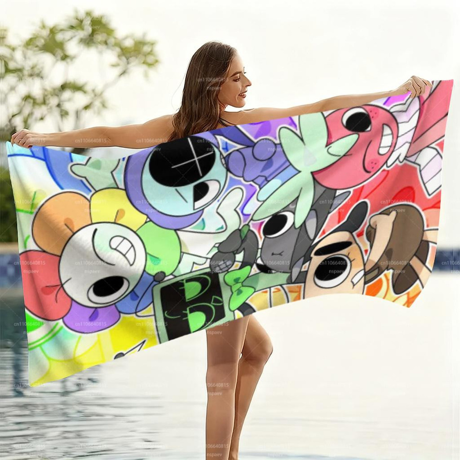 D-Dandy's Welt Strandtuch für Kinder mit buntem Cartoon-Motiv aus super saugfähiger Mikrofaser, B/H: 40 x 60 cm, Mehrfarbig - Bild 2