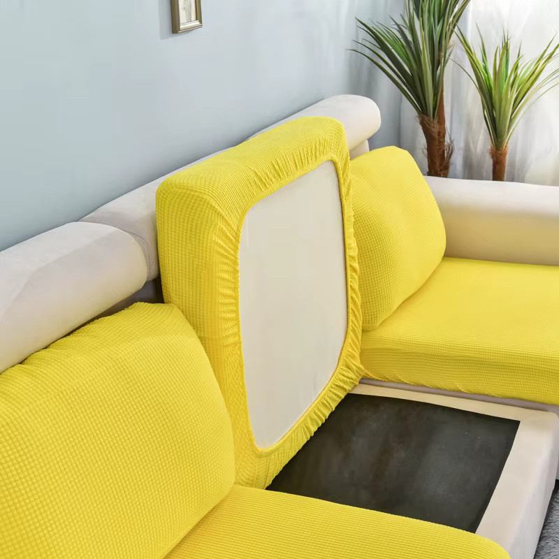 S-EMIGA Sofa Sitzkissen Abdeckung in Gelb, elastische und waschbare Schutzhülle für dein Sofa - Bild 5