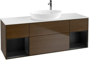 V&B Waschtischunterschrank Finion in Weiß mit blauem Regal, Breite: 160 cm, Tiefe: 50,1 cm, Höhe: 50,1 cm - Bild 1