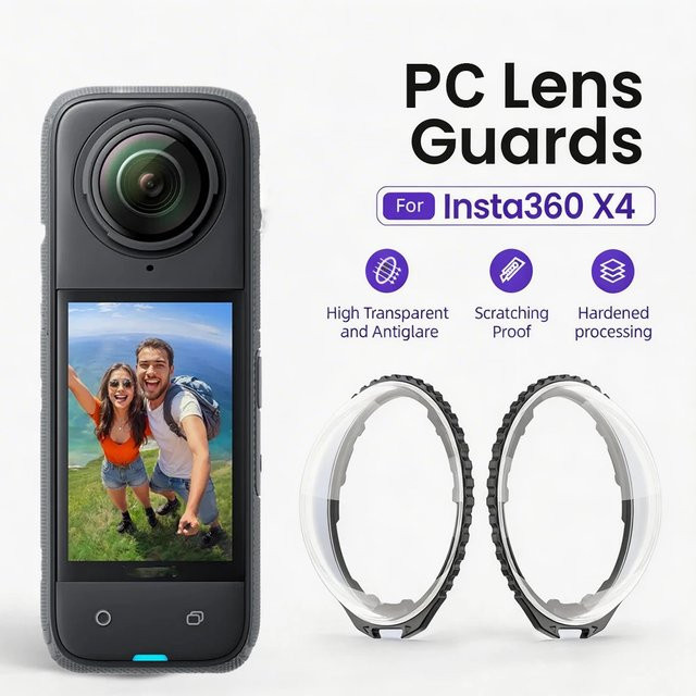 Insta360 Displayschutzfolie und Objektivschutzkappe aus gehärtetem Glas für Insta360 X4 und X5, transparentes Schutzkit für Action Cameras - Bild 1