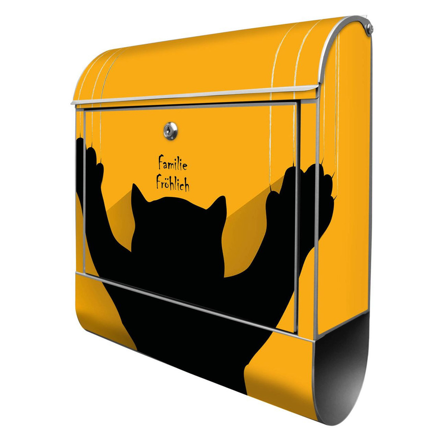 banjado Briefkasten Silber mit Hausnummer und Motiv WT Scratch inklusive Zeitungsfach, B/H/T: 38 x 47 x 13 cm - Bild 1
