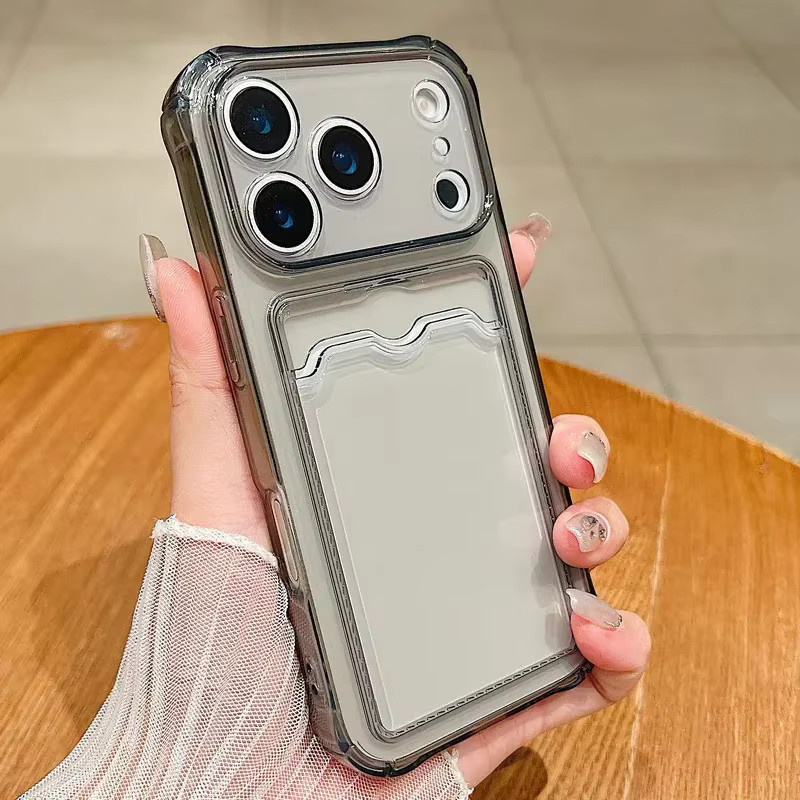 Stoßfeste transparente Silikon Handyhülle mit Kartensteckplatz für Apple iPhone 17 Pro Max, 16, 15, 14, 13, 12 Pro aus weichem TPU - Bild 2