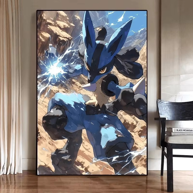 KAYOU Pokemon Anime Lucario Leinwandgemälde Modernes Wandbild in Mehrfarbig - Bild 2