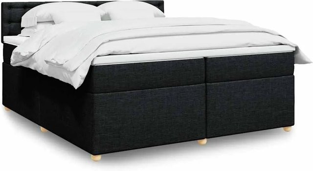 vidaXL Boxspringbett mit Matratze Schwarz, Hybridbett mit USB-Ladeport und Unterbettbeleuchtung, B/T: 200 x 200 cm - Bild 1