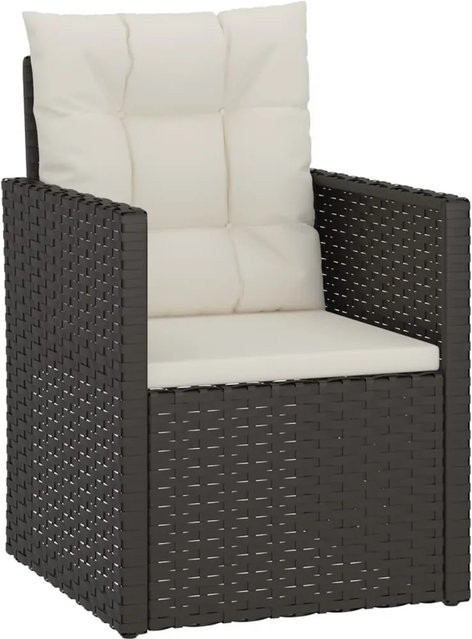 Furnicato Gartensessel aus PE-Rattan und Stahl in Schwarz mit Kissen, B/T/H: 53 x 57 x 75 cm - Bild 1
