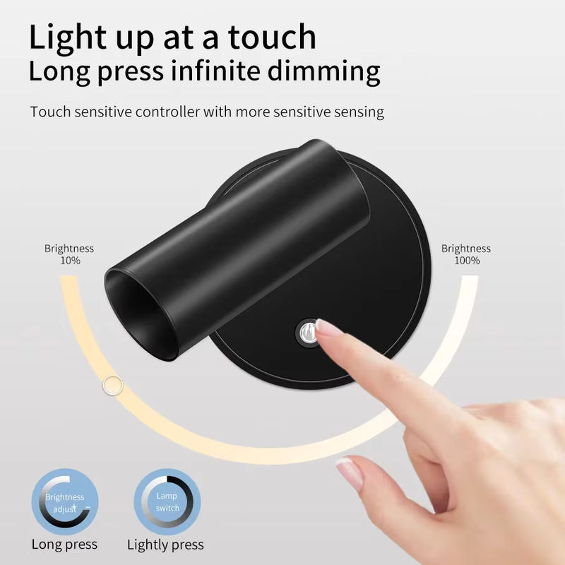 VooVoo LED-Nachtlicht als moderne Wandleuchte in Schwarz mit Touch-Schalter und USB-Akkubetrieb - Bild 2