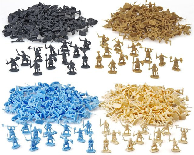 TMZ 100er Set Miniatur Soldaten im mittelalterlichen Ritterstil, Farbe Grau, Dekorative Modellfiguren für Sammler und Battlefield-Simulationen - Bild 1