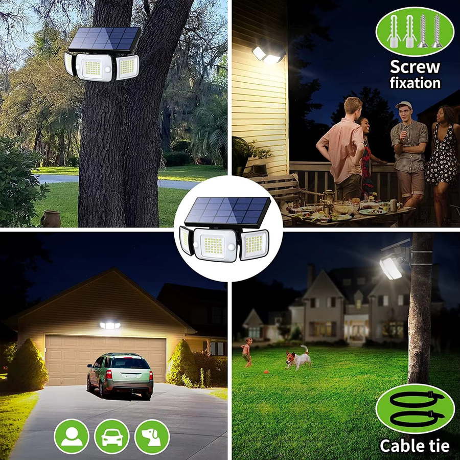 intelamp Solar-LED-Flutlicht für den Außenbereich mit zwei Bewegungssensoren, wasserdichter LED-Strahler in Weiß, 6000 mAh Akku - Bild 6